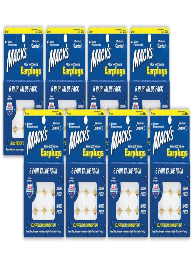 Mack's Pillow Soft Silicone Earplugs - 6 Pair (Pack of 8), Value Pack – The Original Moldable Silicone Putty Ear Plugs for Sleeping, Snoring, Swimming, Travel, Concerts and Studying